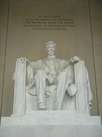 ワシントンＤＣ写真＿リンカーン記念館のエイブラハム･リンカーン像