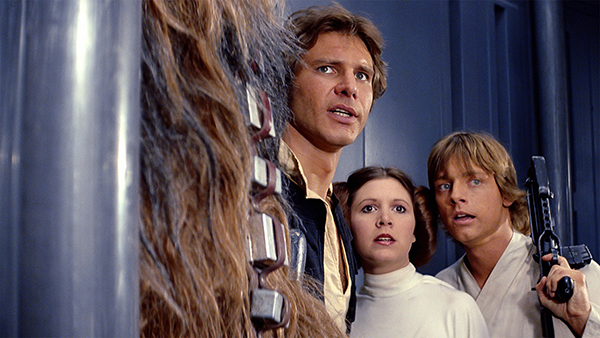映画『スター・ウォーズ/新たなる希望(エピソード4)』マーク・ハミル／ハリソン・フォード／キャリー・フィッシャー
