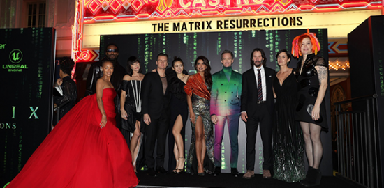 映画『マトリックス レザレクションズ』USプレミア、キアヌ・リーブス、キャリー＝アン・モス、ラナ・ウォシャウスキー監督、ジェイダ・ピンケット・スミス、ヤーヤ・アブドゥル＝マティーン２世、プリヤンカー・チョープラー、ニール・パトリック・ハリス、ジェシカ・ヘンウィック、ジョナサン・グロフ
