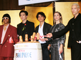 Netflixシリーズ『ONE PIECE　シーズン2』記者会見、イニャキ・ゴドイ（モンキー・D・ルフィ役）、新田真剣佑（ロロノア・ゾロ役）、エミリー・ラッド（ナミ役）、ジェイコブ・ロメロ（ウソップ役）、タズ・スカイラー（サンジ役）