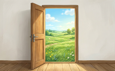 【映画でSEL】イメージイラストドアの奥に草原